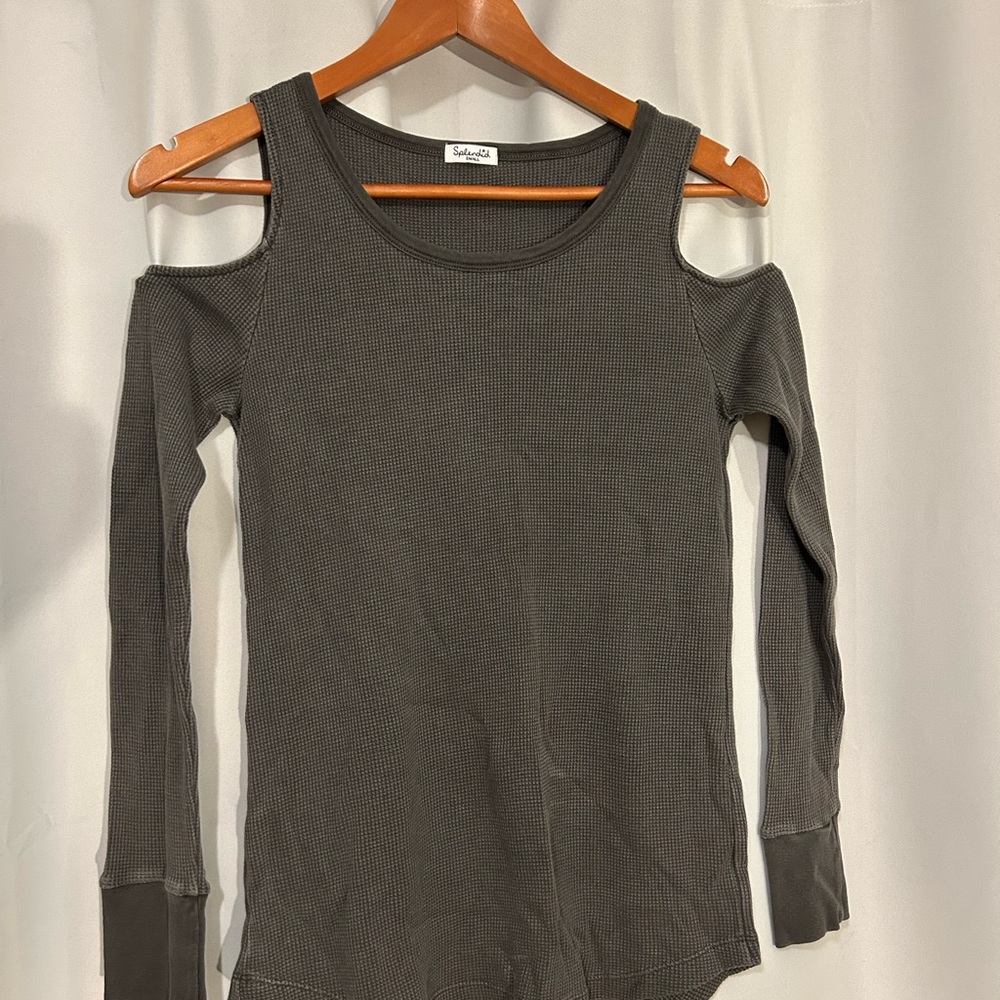 Splendid Charcoal Cold Shoulder Long Sleeve Top
